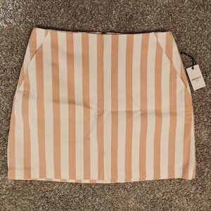 Forever 21 NWT Pink/Cream Striped Short Pencil Skirt with Pockets Size Small